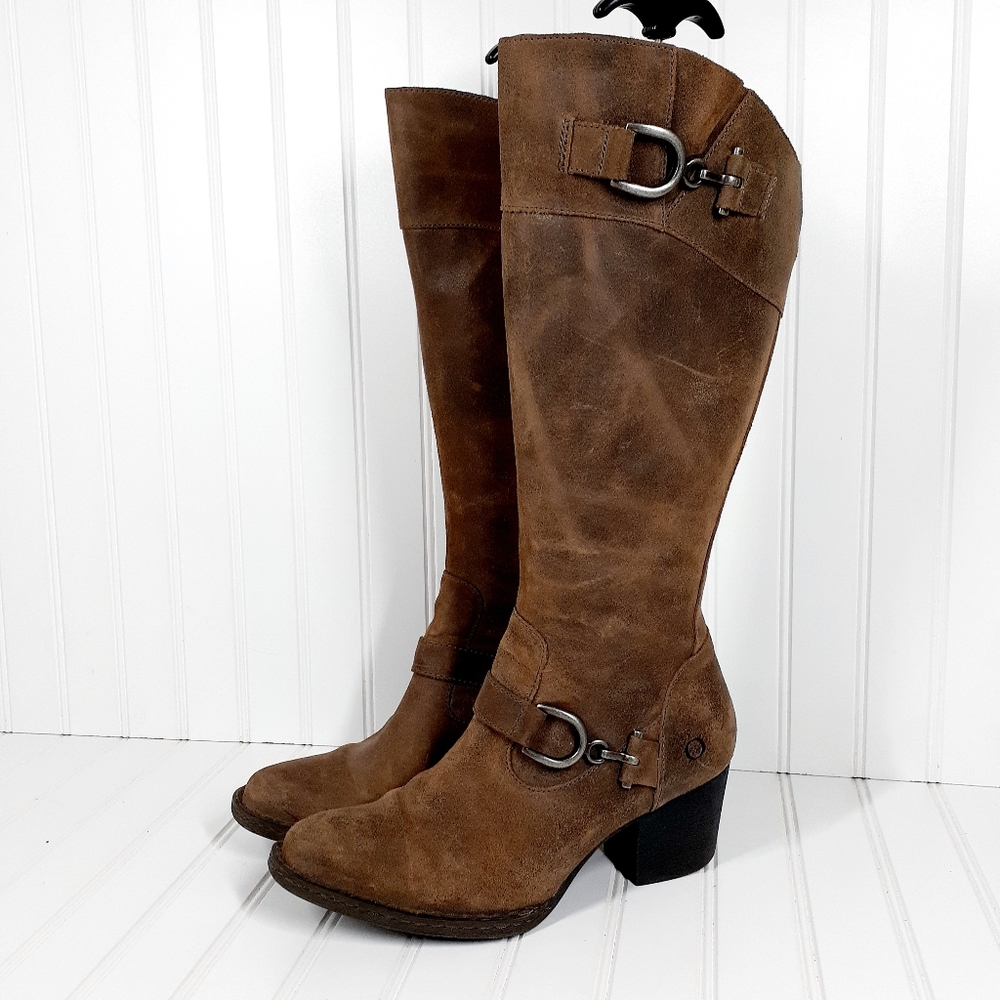 Born Evie Boots Horsebit Distressed Riding Western boots